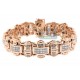 14K Rose Gold 9.11 ct Diamond Link Mens Bracelet 8 1/2 Inches