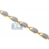 Mens Diamond Pave Bullet Puff Link Bracelet 14K Yellow Gold 8.75"