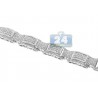 Mens Princess Diamond Bracelet 14K White Gold 13.01 ct 12mm 8.25"