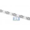 Mens Diamond Link Bracelet 14K White Gold Ceramic 3.25 ct 8.5"