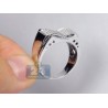 14K White Gold 0.74 ct Diamond Mens Embossed Signet Ring