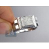 14K White Gold 0.70 ct High Set Diamond Mens Signet Ring