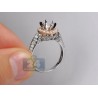 14K 2 Tone Gold 1.08 ct Diamond Halo Semi Mount Engagement Ring