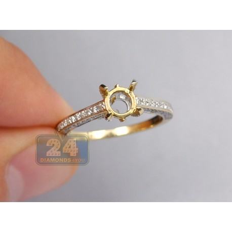 14K Yellow Gold 0.55 ct Diamond Semi Mount Engagement Ring