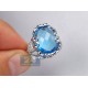 14K White Gold 17.20 ct Blue Topaz Diamond Vintage Cocktail Ring