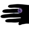 14K White Gold 6.95 ct Round Purple Amethyst Halo Womens Cocktail Ring