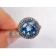 14K White Gold 8.25 ct Blue Topaz Womens Cocktail Ring