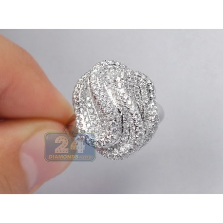 14K White Gold 1.81 ct Diamond Womens Wave Shape Ring
