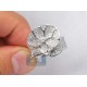 14K White Gold 1.14 ct Diamond Womens Flower Leaf Band Ring