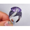 14K White Gold 22.70 ct Purple Amethyst Diamond Cocktail Ring