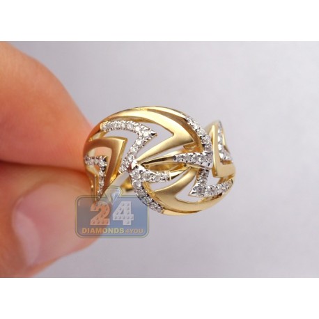 Matte 14K Yellow Gold 0.40 ct Diamond Abstract Openwork Womens Ring