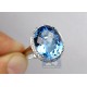 14K White Gold 17.02 ct Blue Topaz Diamond Halo Cocktail Ring
