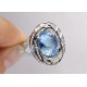 14K White Gold 6.02 ct Blue Topaz Diamond Vintage Cocktail Ring