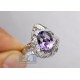 14K White Gold 3.68 ct Purple Amethyst Diamond Cocktail Ring