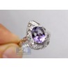 14K White Gold 3.68 ct Purple Amethyst Diamond Womens Cocktail Ring