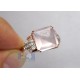 14K Rose Gold 6.35 ct Pink Quartz Diamond Womens Cocktail Ring