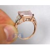 14K Rose Gold 6.35 ct Pink Quartz Diamond Womens Cocktail Ring