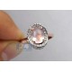 14K Rose Gold 2.60 ct Pink Quartz Diamond Halo Cocktail Ring