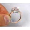 14K Rose Gold 2.60 ct Pink Quartz Diamond Halo Womens Cocktail Ring