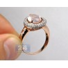14K Rose Gold 3.11 ct Pink Quartz Gemstone Diamond Womens Cocktail Ring