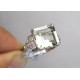 14K White Gold 7.15 ct Green Amethyst Diamond Womens Ring