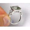 14K White Gold 7.15 ct Green Amethyst Diamond Womens Cocktail Ring