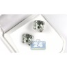 Womens Green Amethyst Diamond Huggie Earrings 14K White Gold