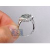 14K White Gold 3.90 ct Green Amethyst Diamond Halo Womens Cocktail Ring