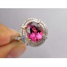 18K Yellow Gold 5.21 ct Pink Tourmaline Diamond Womens Ring