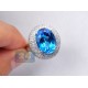 14K White Gold 13.15 ct Swiss Blue Topaz Diamond Cocktail Ring