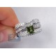 14K White Gold 2.60 ct Green Peridot Diamond Womens Ring