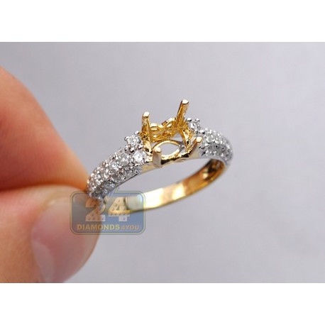 18K Yellow Gold 0.96 ct Diamond Vintage Semi Mount Engagement Ring