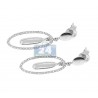 Womens Diamond Oval Dangle Earrings 14K White Gold 0.46 Carat