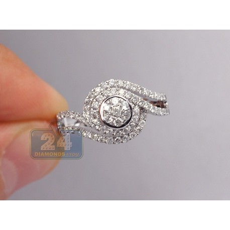 14K White Gold 0.81 ct Diamond Cluster Infinity Womens Engagement Ring