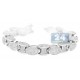14K White Gold 17.75 ct Diamond Bullet Link Mens Bracelet 8.5 Inch