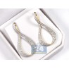 Womens Diamond Open Loop Dangle Earrings 14K Yellow Gold 2.08 ct