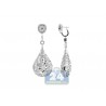 Womens Diamond Openwork Dangle Earrings 14K White Gold 6.54 ct