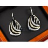 Womens Diamond Oval Dangle Earrings 14K Two Tone Gold 4.05 ct