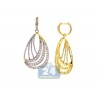 Womens Diamond Oval Dangle Earrings 14K Yellow Gold 4.00 Carat