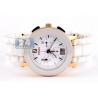 F672140 Fendi White Ceramic Round Rose Gold Chronograph Watch