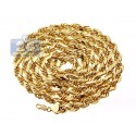 Italian 10K Yellow Gold Hollow Rope Mens Chain 8 mm