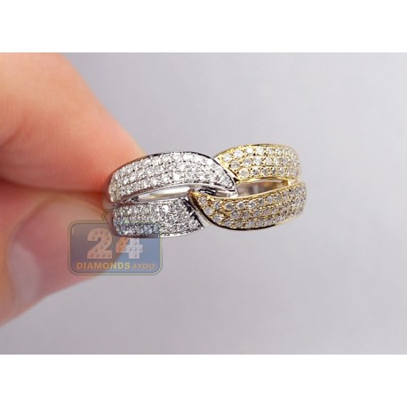 14K Two Tone Gold 0.66 ct Diamond Womens Braided Band Ring