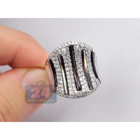 14K White Gold 4.02 ct Diamond Opal Tapered Womens Ring
