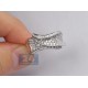 14K White Gold 1.32 ct Diamond Womens Vintage Waved Ring