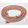 Mens Miami Cuban Link Chain Solid 14K Rose Pink Gold 9mm 30"