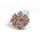 14K Rose Gold 1.80 ct Diamond Cluster Womens Flower Ring