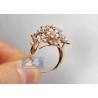 14K Rose Gold 1.80 ct Diamond Cluster Womens Flower Ring