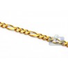 Real 14K Yellow Gold Hollow Figaro Link Mens Chain 4 mm