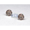 Womens Diamond Cluster Flower Stud Earrings 14K Rose Gold 1.50 ct