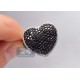 14K White Gold 4.89 ct Black Diamond Womens Heart Ring